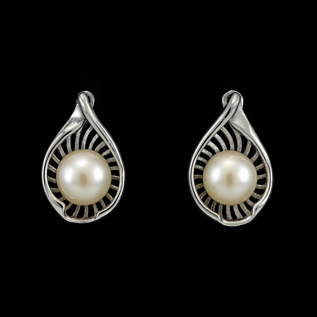 925 Sterling Silver Drop Earrings with Pearl – Elegant Teardrop Design