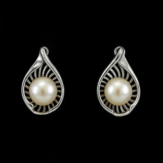 925 Sterling Silver Drop Earrings with Pearl – Elegant Teardrop Design