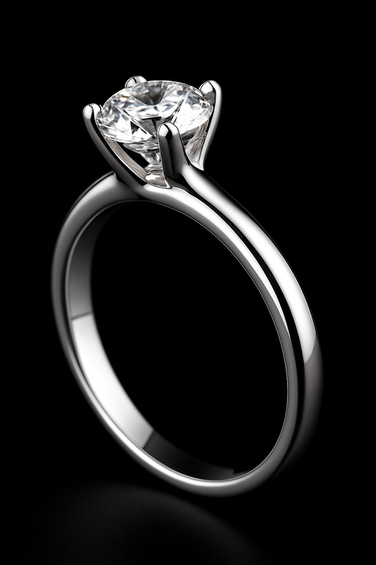 925 Sterling Silver Solitaire Ring – Classic Round Zircon Engagement Style