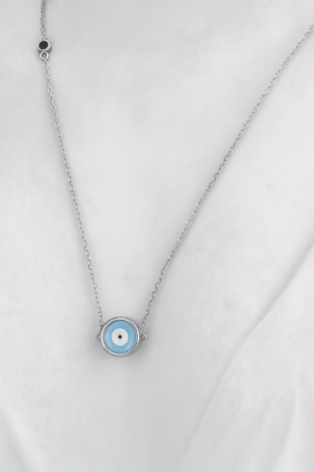 Light Blue Evil Eye Necklace – 925 Sterling Silver