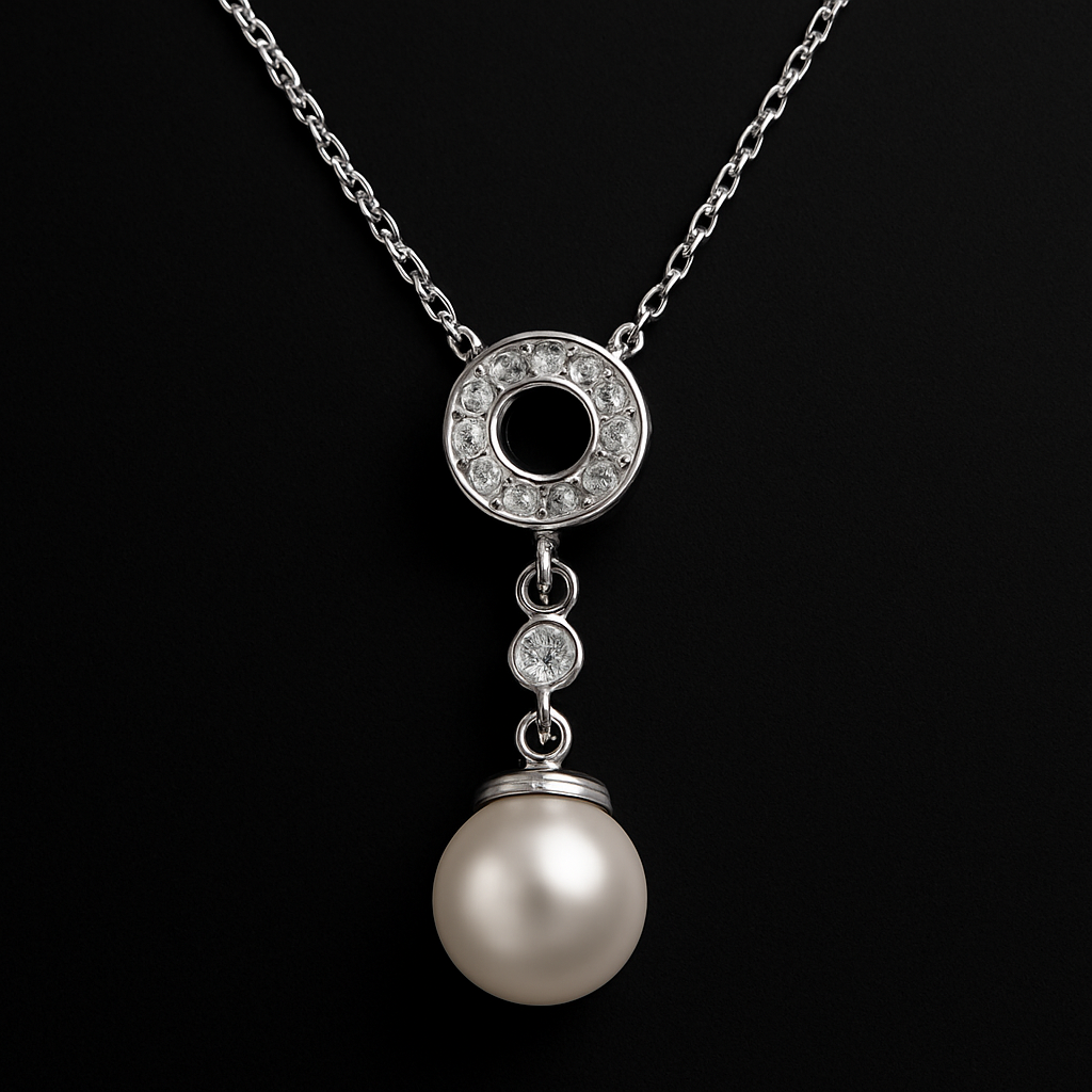 Elegant Pearl Drop Sterling Silver Necklace