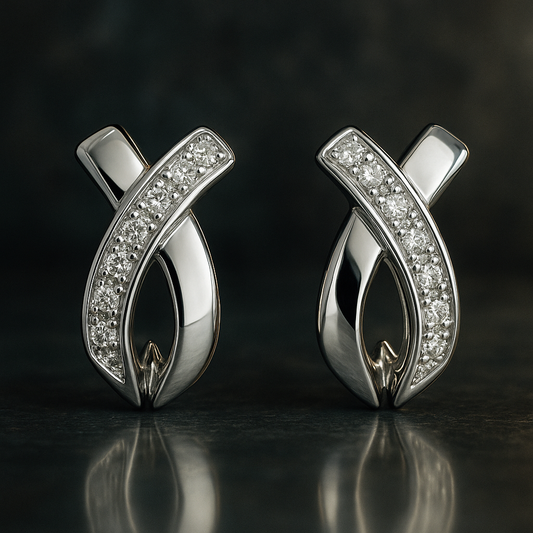 Modern Twist 925 Sterling Silver Zircon Stud Earrings