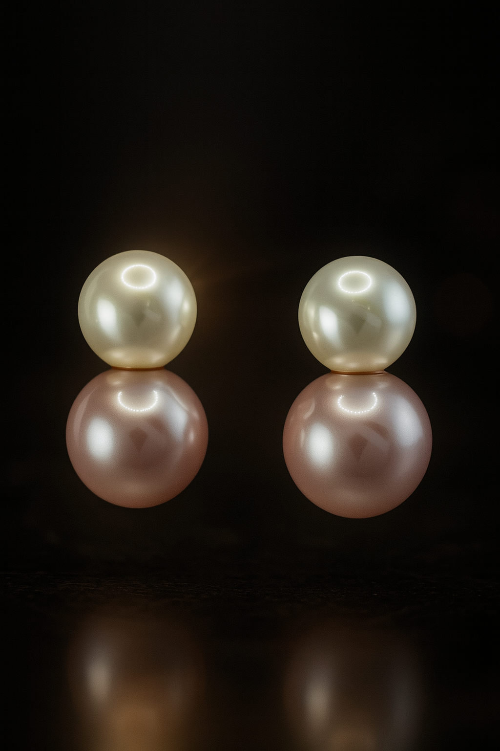Dual Pearl Elegance 925 Sterling Silver Earrings – Ivory & Blush