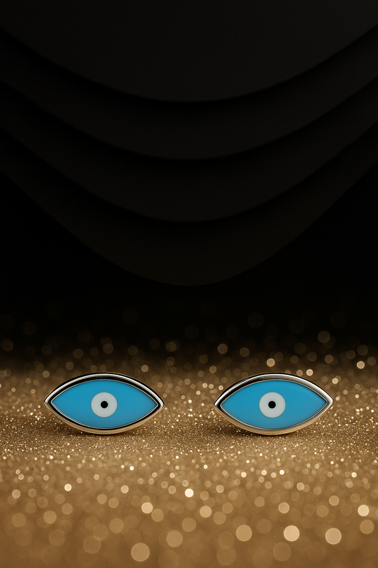 925 Sterling Silver Blue Enamel Evil Eye Stud Earrings – Minimalist Good Luck Jewelry