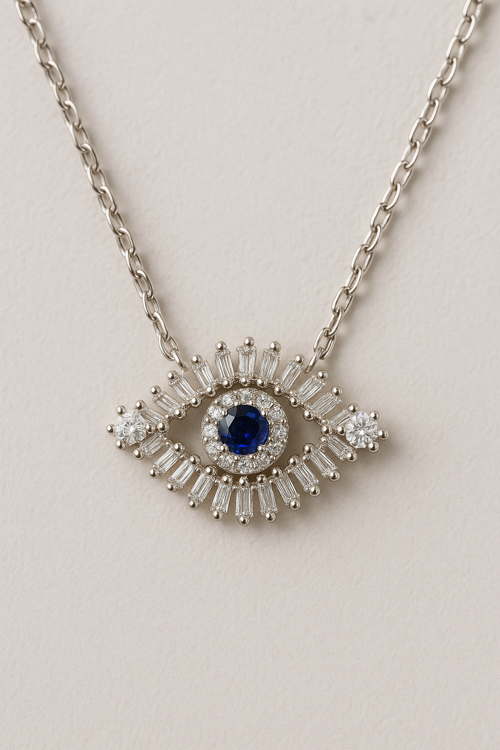 Dazzling Blue Topaz Eye Pendant Necklace – 925 Sterling Silver