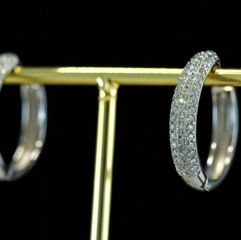 925 Sterling Silver Full Pavé Hoop Earrings with Micro Zircon Stones