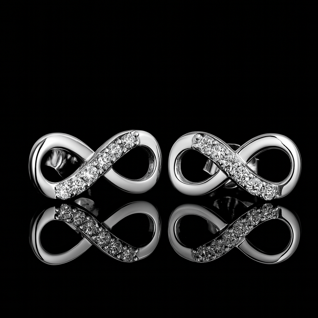 925 Sterling Silver Infinity Symbol Stud Earrings with Sparkling Zircon