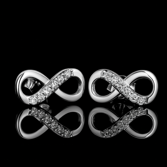 925 Sterling Silver Infinity Symbol Stud Earrings with Sparkling Zircon