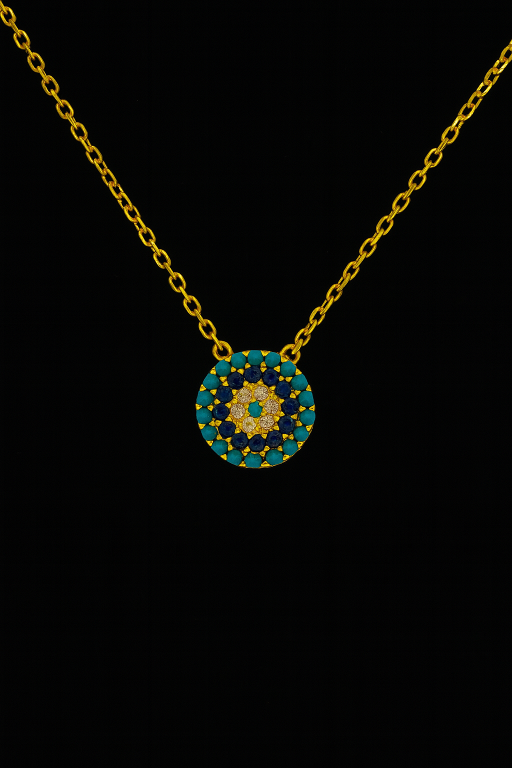 14K Gold-Plated Mandala Mosaic Necklace with Multicolor Crystal Inlays