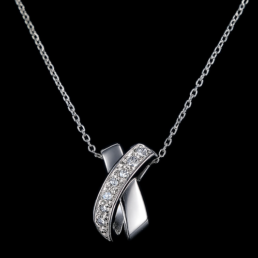 Sterling Silver Infinity Twist Pendant Necklace with Zircon Stones – Elegant Design