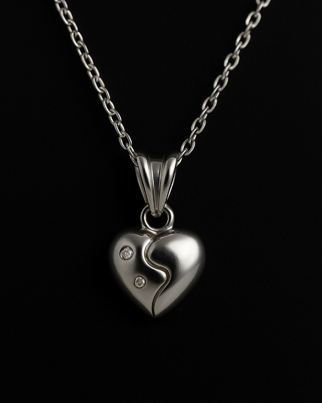 Modern Heart Pendant Necklace in  925 Sterling Silver