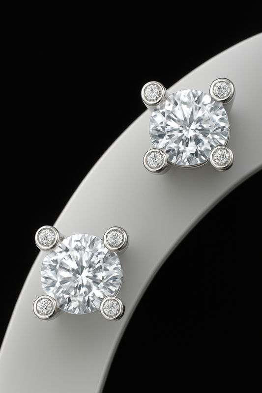 Sparkling Zircon Stud Earrings in 925 Sterling Silver