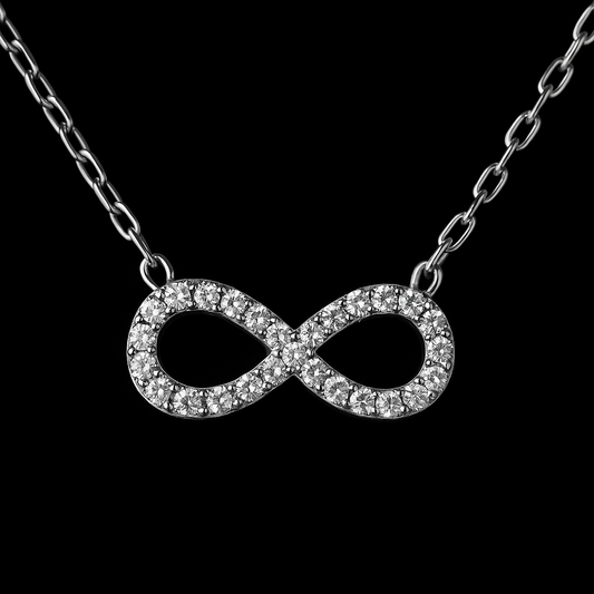 925 Sterling Silver Infinity Pendant Necklace with Zircon Accents