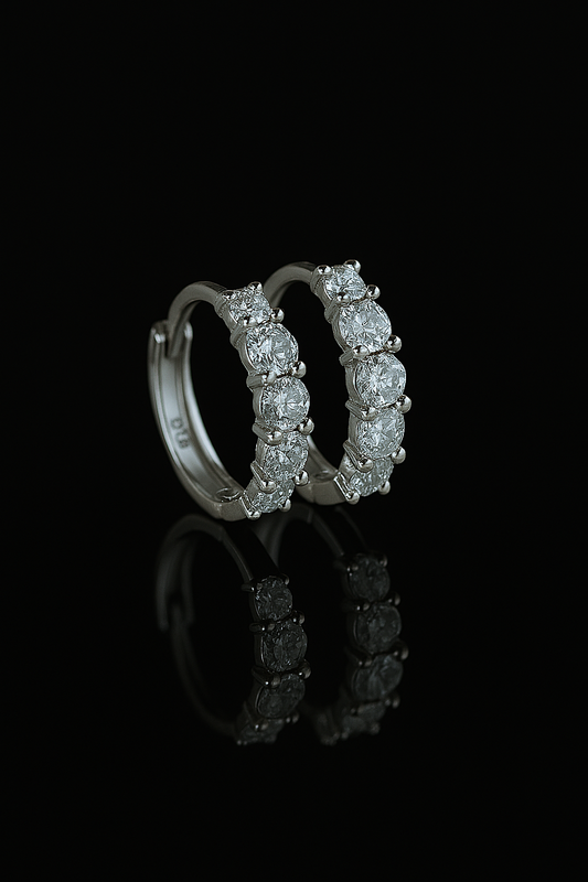 925 sterling silver hoop earrings with sparkling cubic zirconia stones