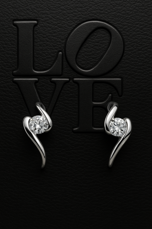 925 sterling silver twist stud earrings with brilliant cubic zirconia stones