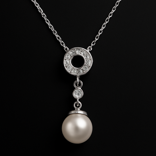 Elegant Pearl Drop Sterling Silver Necklace