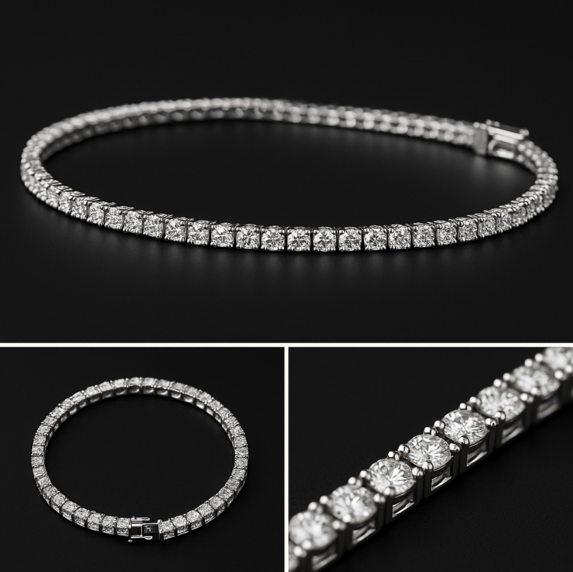 925 Sterling Silver Classic Tennis Bracelet with Brilliant-Cut Zircon Waterway Design