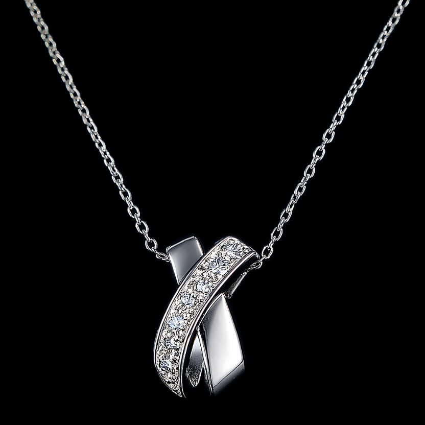 Sterling Silver Infinity Twist Pendant Necklace with Zircon Stones – Elegant Design