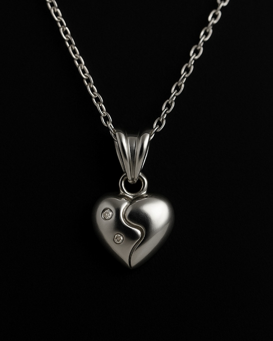 Modern Heart Pendant Necklace in  925 Sterling Silver
