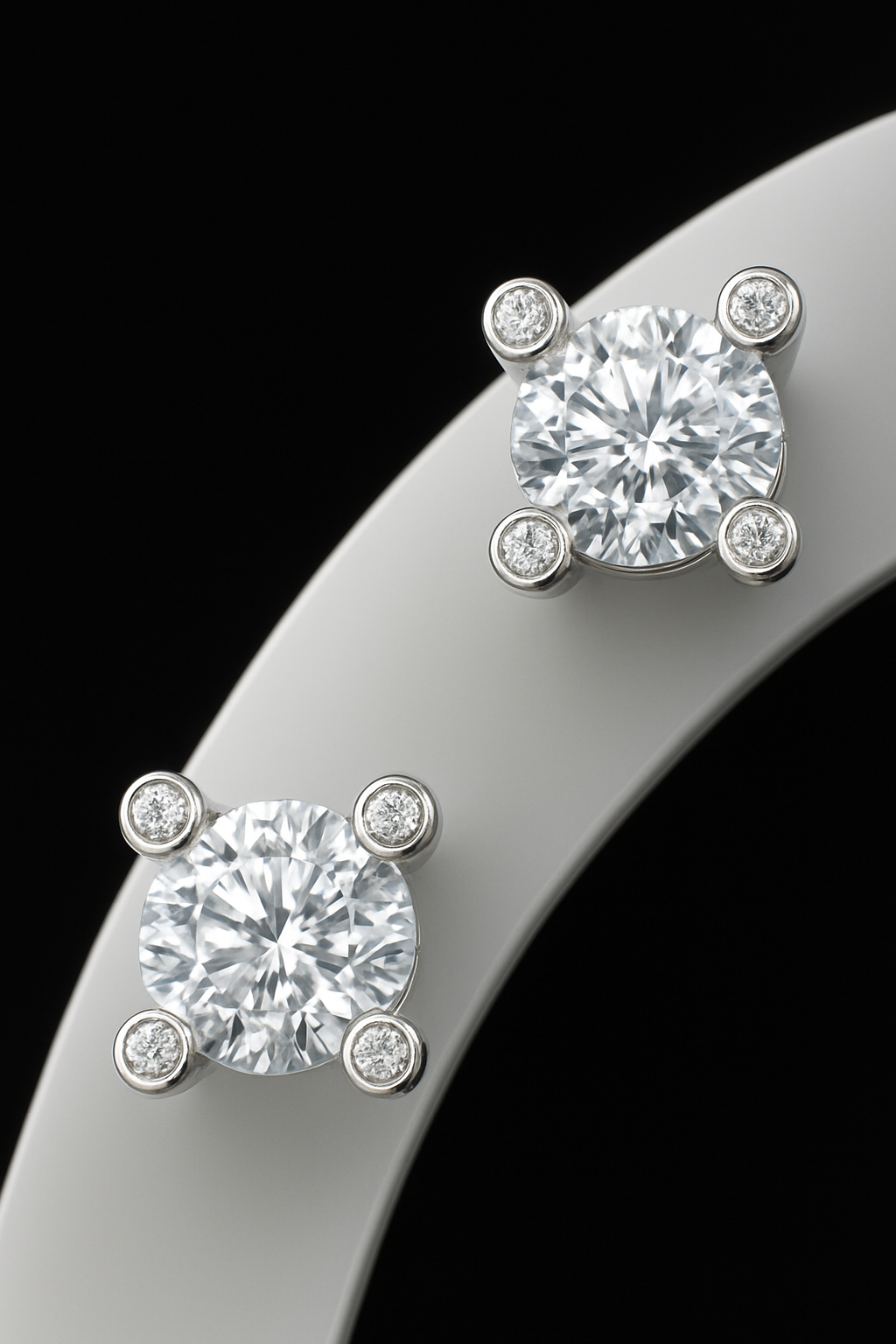 Sparkling Zircon Stud Earrings in 925 Sterling Silver